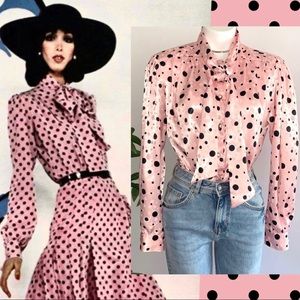v i n t a g e :: Polka Dot Pearl Bow Blouse